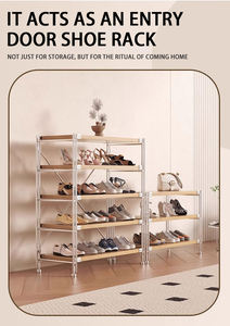 ארון מתלה פלדה עץ לבן מתכוונן עם שתי מגירות עמיד מדף תצוגה ביתי עבור מעיל חדר שינה התלוי - Product Image 5