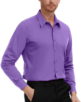 Kemeja Pria Lengan Panjang Warna Solid Formal Bisnis Kantor Anti Kusut Kerah Kancing Baju Kerja