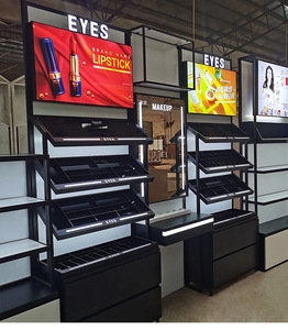 मेकअप डिस्प्ले कैबिनेट लोहे की लकड़ी बेकिंग पेंट प्रदर्शन शेल्फ सौंदर्य प्रसाधन अनुभव काउंटर अनुकूलित प्रदर्शन स्टैंड शॉप फिटिंग - Product Image 6