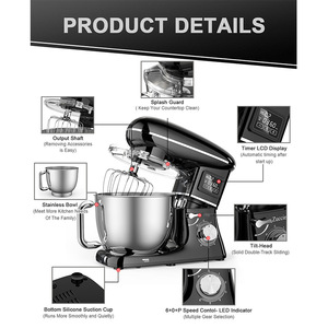 Mélangeur en gros 1500W, Batteur à spirale électrique 5,5L pour pâte à pain français, Batteur sur socle pour crème - Product Image 3