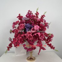 Centres de table de mariage, décor d'allée, arrangement floral en soie, boule de fleurs artificielles roses rouges pour événements, fêtes et décoration intérieure