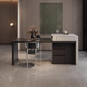 Îlot <span class=keywords><strong>central</strong></span> de cuisine multifonctionnel moderne italien en pierre frittée intégrée <span class=keywords><strong>avec</strong></span> <span class=keywords><strong>table</strong></span> à manger - Product Image 4
