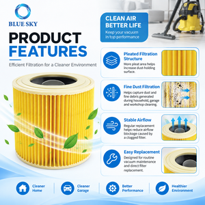 Filtre à cartouche compatible avec les aspirateurs Karcher WD2 WD3 <span class=keywords><strong>MV2</strong></span> MV3 A2004 A2054 A2204 A2656, filtre à poussière fine - Product Image 4