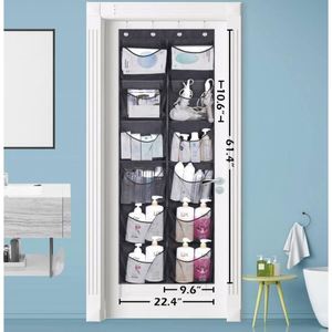 Door Shoe Storage Rack with 12 Large Mesh Pockets Boot Hanging Storage Fabric for Wardrobe and Bathroom - Product Image 1