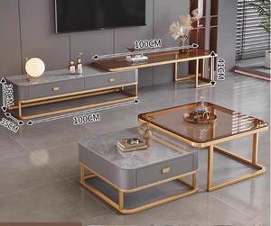 2025 vuông tối giản đá phiến Bàn cà phê bền sang trọng Bộ hoàn hảo cho nhà cao cấp căn hộ nhỏ Internet người nổi tiếng - Product Image 6