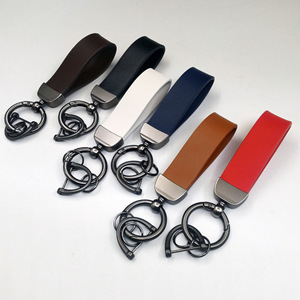 Customized LOGO Promotional Car Keychain Comfortable Luxurious Metal <b>Keyring</b> Genuine Leather Fashionable Key Pendant Keychain - Product Image 1