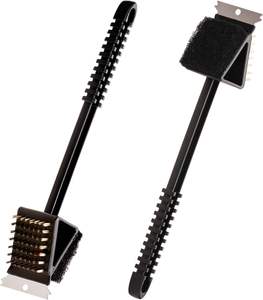 Cepillo para Parrilla 3 en 1 con Raspador y Almohadilla de Fregado, Cepillo de Limpieza para Barbacoa de Mango Largo y Resistente de 14.5 Pulgadas, Gancho para Colgar, Seguro para Carbón y Ahumadores - Product Image 1