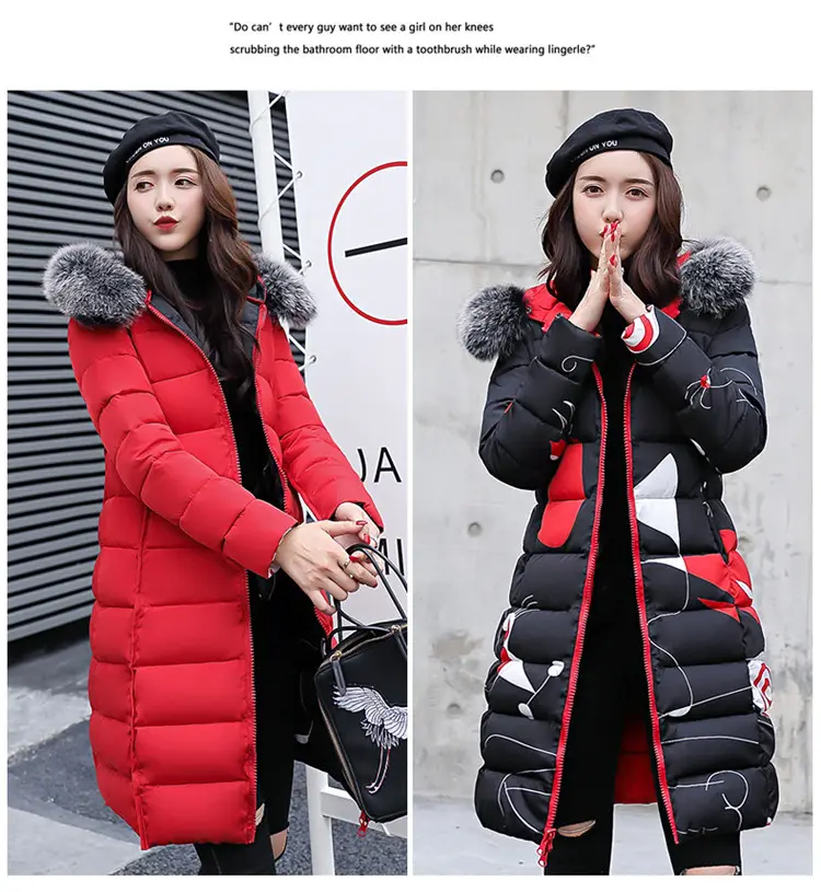 YQ196 Gratis Pengiriman Kedua Belah Pihak Bisa Memakai Jaket Musim Dingin Wanita dengan Bulu Kerah Hooded Mantel Kapas Empuk Wanita Parka