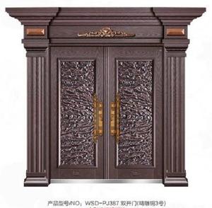 Puerta de acero de entrada de seguridad antirrobo de cobre y acero inoxidable de diseño de lujo moderno para entrada frontal de Villa y apartamento - Product Image 6