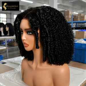 <strong>Afro</strong> Kinky Curly Raw Virgin Pre-Plucked Cuticle Aligned Human Hair Short HD Lace Front Glueless Burmese Curly Bob Frontal <strong>Wig</strong> - Product Image 1