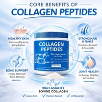 Collagène hydrolysé en poudre, marque privée OEM, 250g, pour l'élasticité de la peau, la croissance des cheveux, la santé des articulations et des os, provenant de bovins nourris à l'herbe