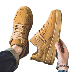 Chaussures de sport décontractées pour hommes, légères, pour la course et la marche, printemps-automne, dessus en cuir, semelle en caoutchouc, lacets - Product Image 1