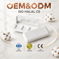 OEM&ODM Boîtier de palette vide pour maquillage (fard à paupières et correcteur) en ABS recyclable, 3 compartiments, 18 mm, blanc mat, avec logo personnalisé et miroir