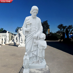 Estatua de mármol blanco tallado a mano para exteriores, escultura de Saint Louis de Assisi - Product Image 6