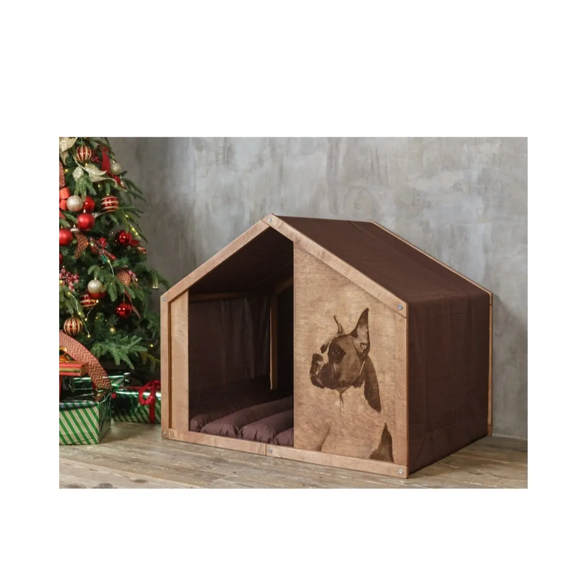 Casa de jaula para perros de interior de madera personalizada con foto, casas de muebles para perros originales personalizadas para mascotas grandes, casa para cachorros