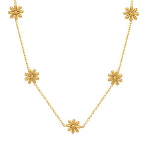 Collar de Cadena Fina con Colgante de Margarita y Girasol, Chapado en Oro de 18K, Hipoalergénico, de Acero Inoxidable, Joyería al por Mayor que No se Deslustra - Product Image 2