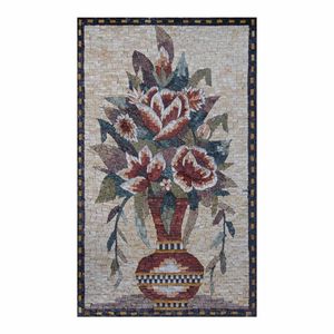 Mosaico di fiori colorati dipinti murali in pietra naturale piastrelle di mosaico in marmo per l'artigianato - Product Image 4