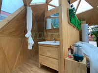 Dôme en verre de haute qualité avec panneaux en aluminium spatial et salle de bain – Cabane de camping de luxe – Dôme géodésique