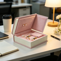 Coffret Cadeau Rose avec Perles Clouées, Chaîne en Or, Bagues et Boucles d'Oreilles Perles, Emballage Stylo et Carnet, Ensemble Cadeau en Gros
