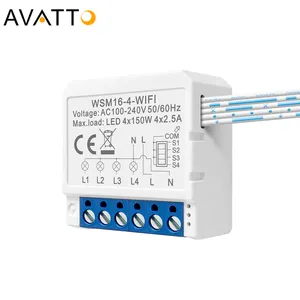 AVATTO 1/2/3/4ギャングミニTuya Zigbee/WifiスマートライトリレーウォールスイッチモジュールとAlexa Google HomeAPPリモート音声コントロール