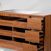Meuble de caisse pour boutique de vêtements, style influenceur, avec îlot de présentation, table de circulation, présentoir, pour ornements et bijoux, en bois et verre, table de bar