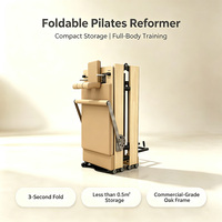 Machine de Pilates Reformer Pliable et Portable Personnalisable OEM avec Roues de Transport, Cadre en Chêne pour Rangement Vertical, Idéale pour la Maison