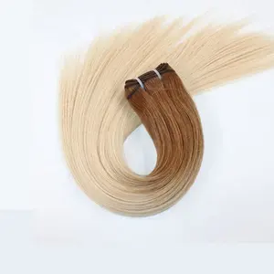 Ombre Brown to Blonde Straight Machine Double Weft Double Drawn Brazilian Remy Human Hair Weave