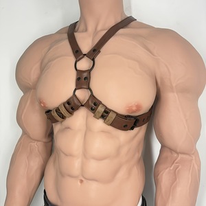 Men <b>Leather</b> Body Restraint Straps Brown Adjustable Bondage <b>Harness</b> For Adults Spring 2025 M-266 - Product Image 1