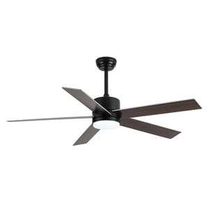 <b>Ceiling</b> <b>Fan</b> Light With Led Light 5 Blade Wood And Metal Downrod Mount For Living Room Bedroom - Product Image 1
