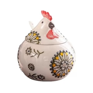 Pot à épices en céramique en forme de poussin, salière haut de gamme, récipient à épices de cuisine, couvercle antibactérien anti-humidité avec cuillère - Product Image 4