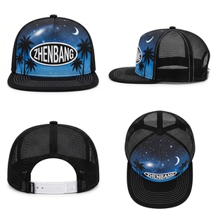Casquette de camionneur vintage à carreaux avec surpiqûres contrastées, casquette 5 panneaux personnalisable par broderie pour un usage décontracté - Product Image 1