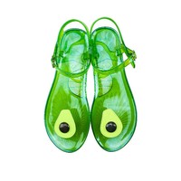 Été Nouveau Fancy Lady Fruit Flat Slip on Sandals Women Outwear Beach PVC Jelly Shoes