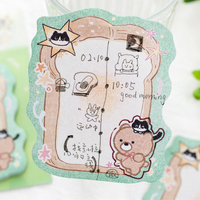 Mr. Paper Blocs-notes autocollants découpés à la forme, motifs de dessins animés mignons, design Kawaii pour l'école, le bureau et les rappels quotidiens