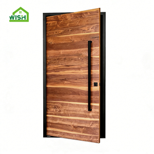현대식 목재 전면 피벗 도어 원목 피벗 도어 유리 사이드라이트 현관문 주택용 디자인 - Product Image 1