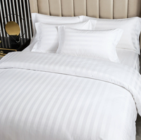 Ensemble de literie d'hôtel en satin de coton 100% de luxe, rayé moderne, 300TC, vente en gros, taille Queen/King, rayures de 1cm/3cm, ensemble de draps en lin