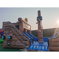 Castillo Inflable Comercial con Diseño de Barco Pirata, Combo de Brincolín Inflable con Temática Pirata para Niños, Ideal para Fiestas y Alquiler de Eventos