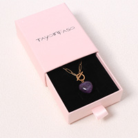 JUSTOP Collier Pendentif Cœur en Agate Tendance, Chaîne Maillons en Acier Inoxydable Plaqué Or et Argent, Unisexe, OEM, Mode, En Stock