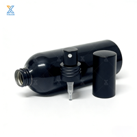 Flacon pulvérisateur de voyage en aluminium laqué noir brillant de 100 ml, cylindrique, avec pompe, impression sérigraphique personnalisée, pour hydrolat et parfum