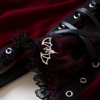 Cross-border Dark Gothic Velvet Lace-up Corset-Halloween Lace <b>Patchwork</b> Sling Tank <b>Top</b> Breathable Bustier Short 2205 Wholesale - Product Image 6