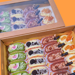 Kustom kualitas makanan cetak warna wafel kue biskuit kemasan kue Macaron kotak Mini paket untuk makanan penutup dekoratif - Product Image 3
