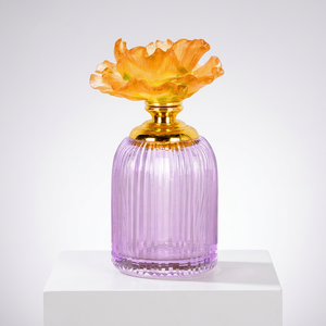 CRYSTAL COAST Lujosa Botella de Perfume de Cristal Recargable con Tapa Floral, Envase de Vidrio Grabado, Exhibición de Fragancias, Decoración de Regalo (Sin Varillas) - Product Image 2