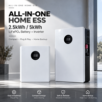 Sistem Penyimpanan Energi Baterai LiFePO4 All in One 5kWh 5kW untuk Rumah, 51.2V 100Ah dengan Inverter untuk Sistem Tenaga Surya Rumah Tangga