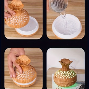 ไฟกลางคืนแบบพกพาลายไม้ดอกไม้หมอกเย็นอโรมากระจายน้ํามันหอมระเหย h2o เครื่องทําความชื้นในอากาศ - Product Image 6