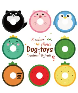 Wholesale Cute Design Animal Head Doughnut Shape Series Toys Pet Chew Toys Squeak Toys for Dog