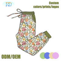 Pantalon de jogging OEM pour femme en bambou, imprimé personnalisé, avec revers contrastants et taille à cordon de serrage, pantalon décontracté pour la détente