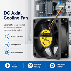 ADDA DC 12V 0.38A AC EC 5V 24V 48V 6ซม. 6025 60x60x25มม. ลูกปืนคู่3สาย AD0612XB-A71GL พัดลมระบายอากาศตามแนวแกน - Product Image 2