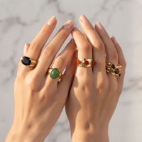 Bague Taina en acier inoxydable plaqué sous vide, motif œil de tigre circulaire, design de mode de luxe léger, style européen et américain transfrontalier