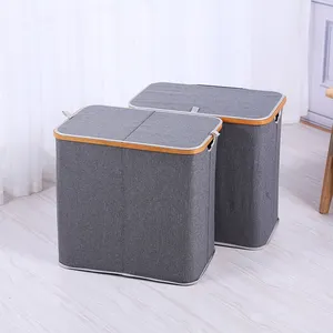 Wholesale Resistance To Dirt Waterproof Oxford Folding Bamboo Laundry Basket With Lid Laundry Hamper
