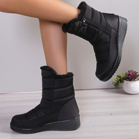 Bottes d'hiver noires pour femmes en gros, bottines chaudes doublées de fourrure, bottes compensées imperméables antidérapantes à fermeture éclair latérale