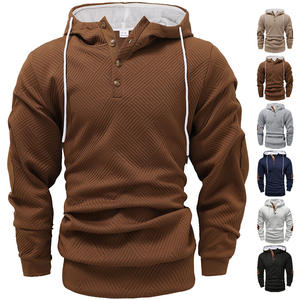 Sudadera con Capucha para Hombre, Color Sólido, Diseño Jacquard con Botones, Corte Holgado, Transpirable, Informal, para Ocio, Talla M - Product Image 5